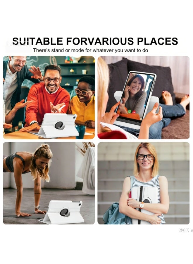 for Lenovo Tab M9 (TB-310FU) Case Cover, Multi-Angle Stand + 360 Rotating Bracket + Shockproof Leather Slim Protective Cover，white - Image 5